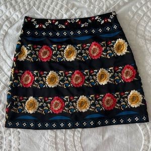Topshop Black Embroidered Mini Skirt